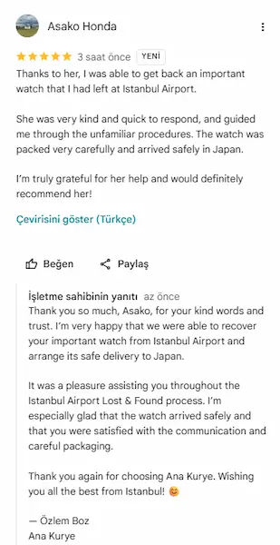 Asako Honda Ana Kurye customer review