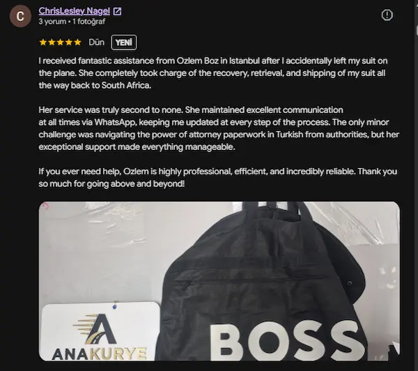 ChrisLesley Nagel’s Google review describing lost-suit recovery and WhatsApp communication