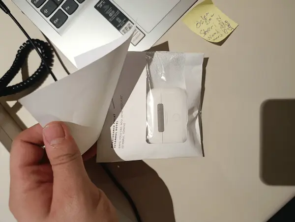 AirPods prepared for shipping after hotel lost property pickup in Istanbul